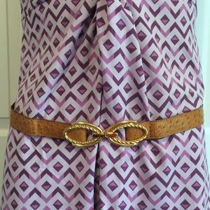 Genuine Ostrich leather belt with gold ton…